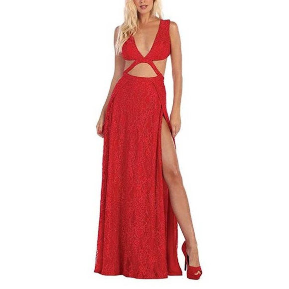 May Queen Dresses & Skirts - May Queen Sequin Cutout Side-Slit Sleeveless Gown